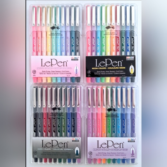 Marvy Uchida Le Pen Other - Marvy Uchida Le Pen Set Of 4 Pastel Bright Dark Neon